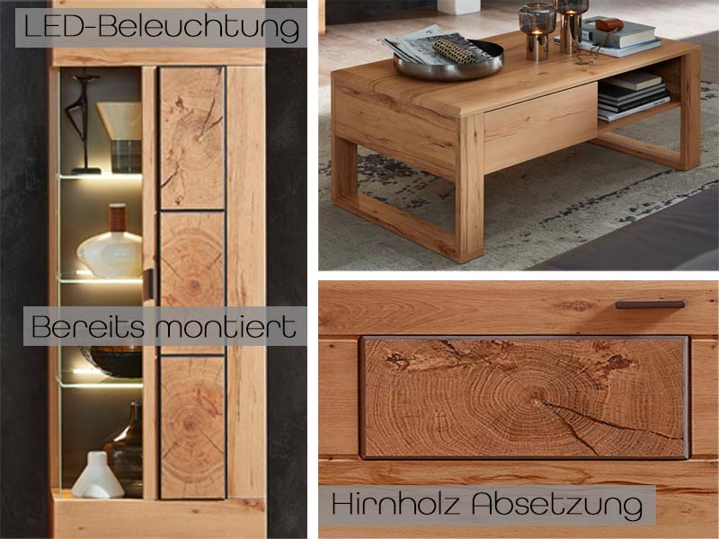 Madera Vitrine Kernbuche Holz MDF Schrank Design