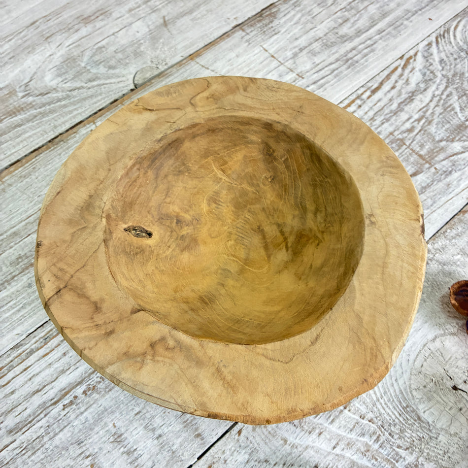 Dijk Teak Wood Bowl, Solid Wood Decorative Bowl, 20 cm