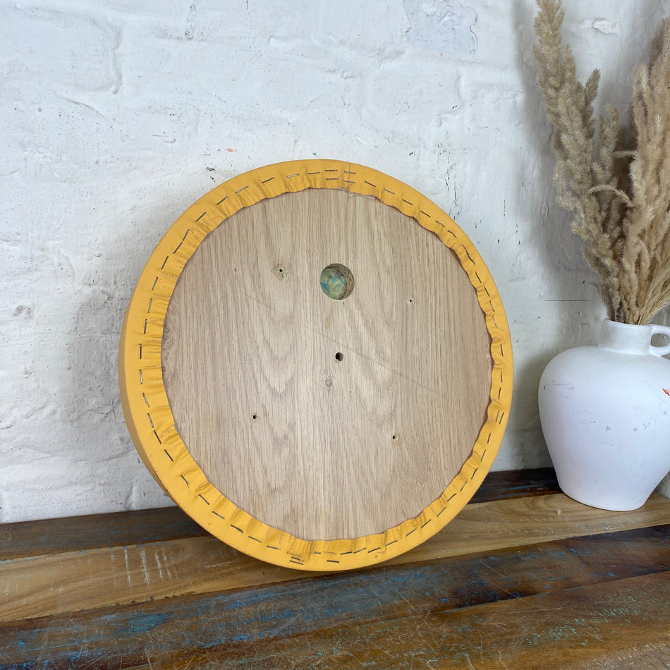 Kunstleder Polster orange gelb rund 38cm