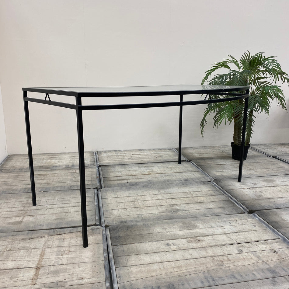 Tisch schwarz Glas Eisen 180x90 Geschwungen Gebraucht
