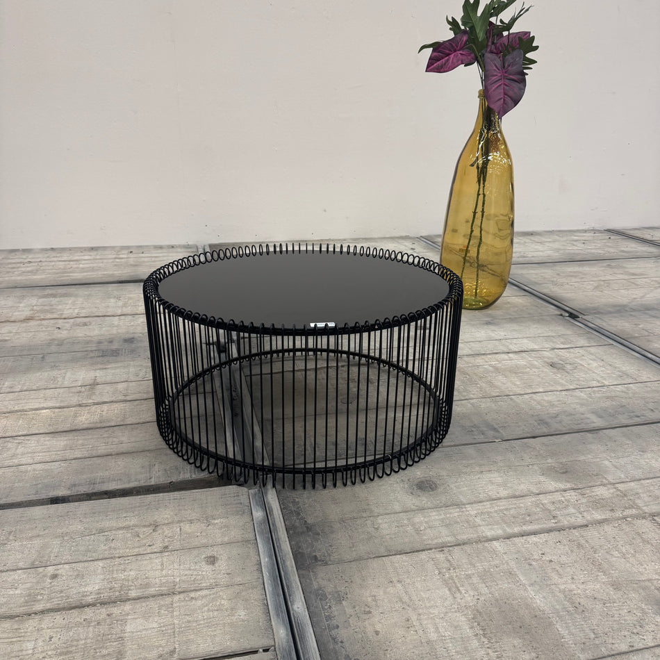 Kare Design Wire Couchtisch Schwarz Rund Glas Metall Beistelltisch Tisch