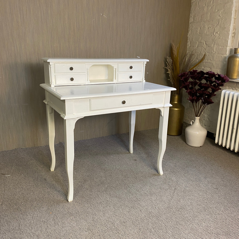 Vintage Schreibtisch in Weiß mit mehreren kleinen Fächern & großer Schublade – Tisch gebraucht