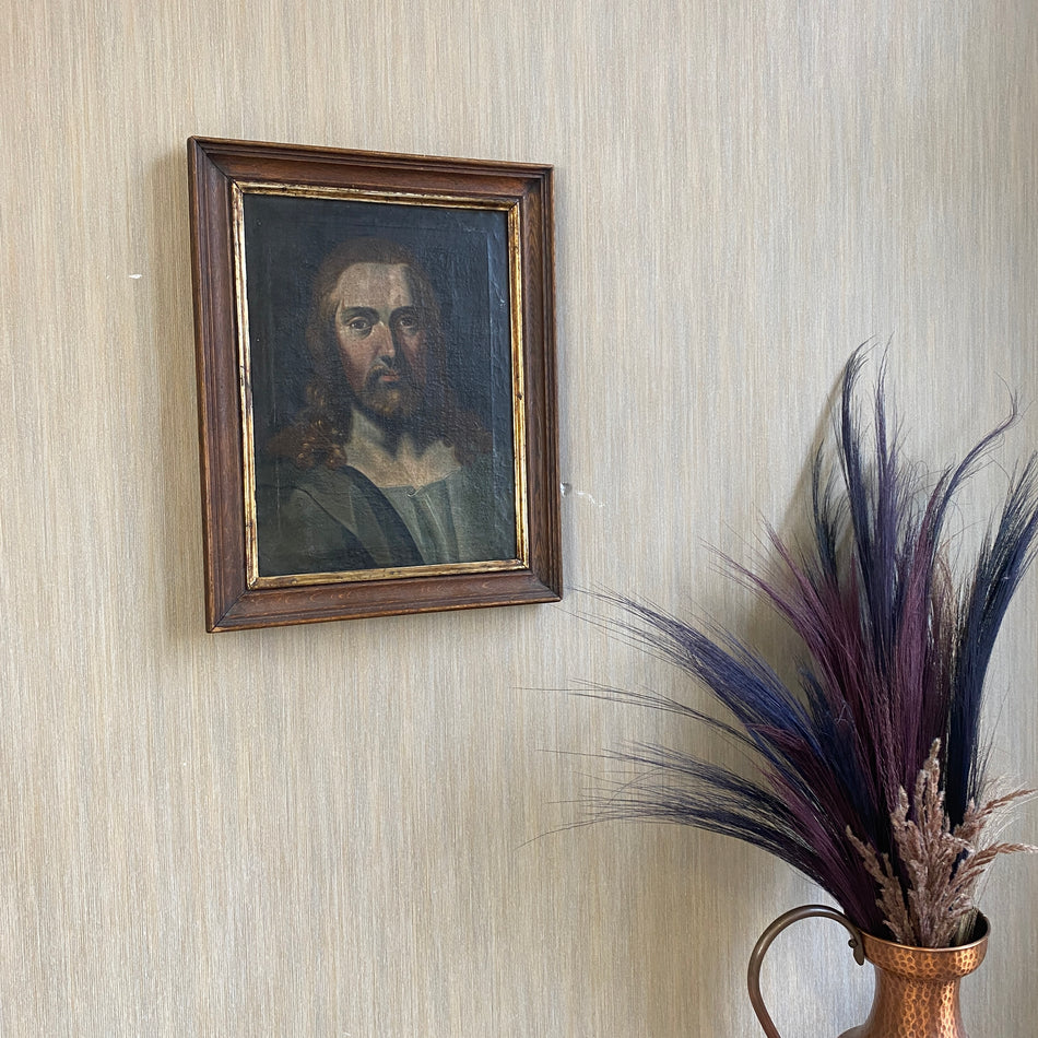 Portrait Jesu Gemälde Kunstwerk Holzrahmen 46x60 Wandbild