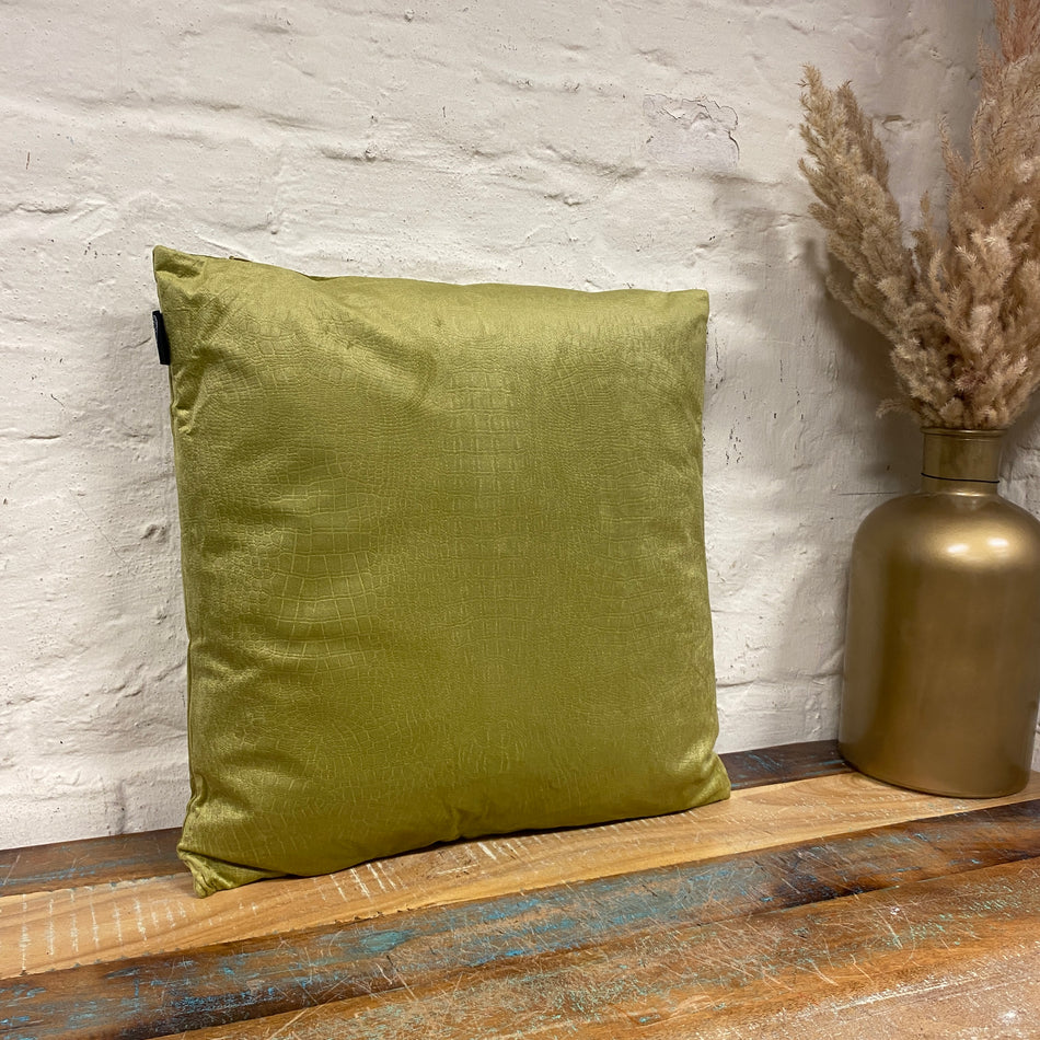 Unique Living Gigi Zierkissen oliv grün Reptil Struktur Dekokissen 45x45 Neuware