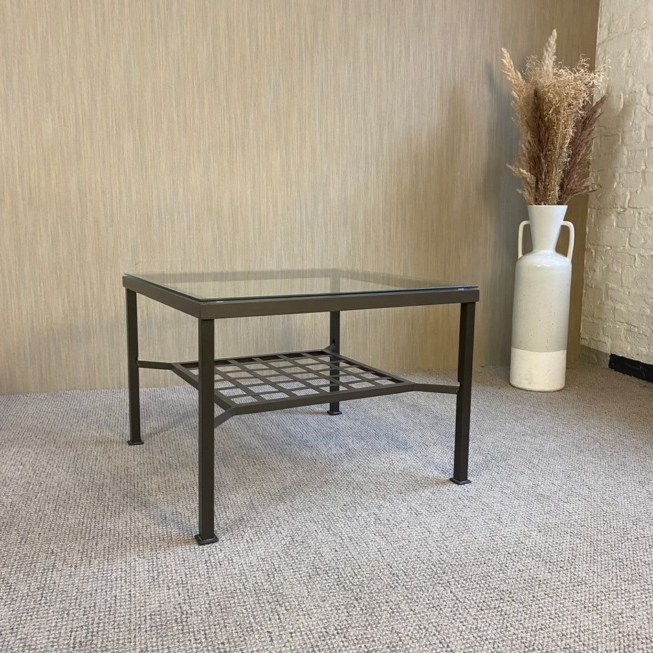 Glastisch gebraucht anthrazit Metall Outdoor Tisch 70x70