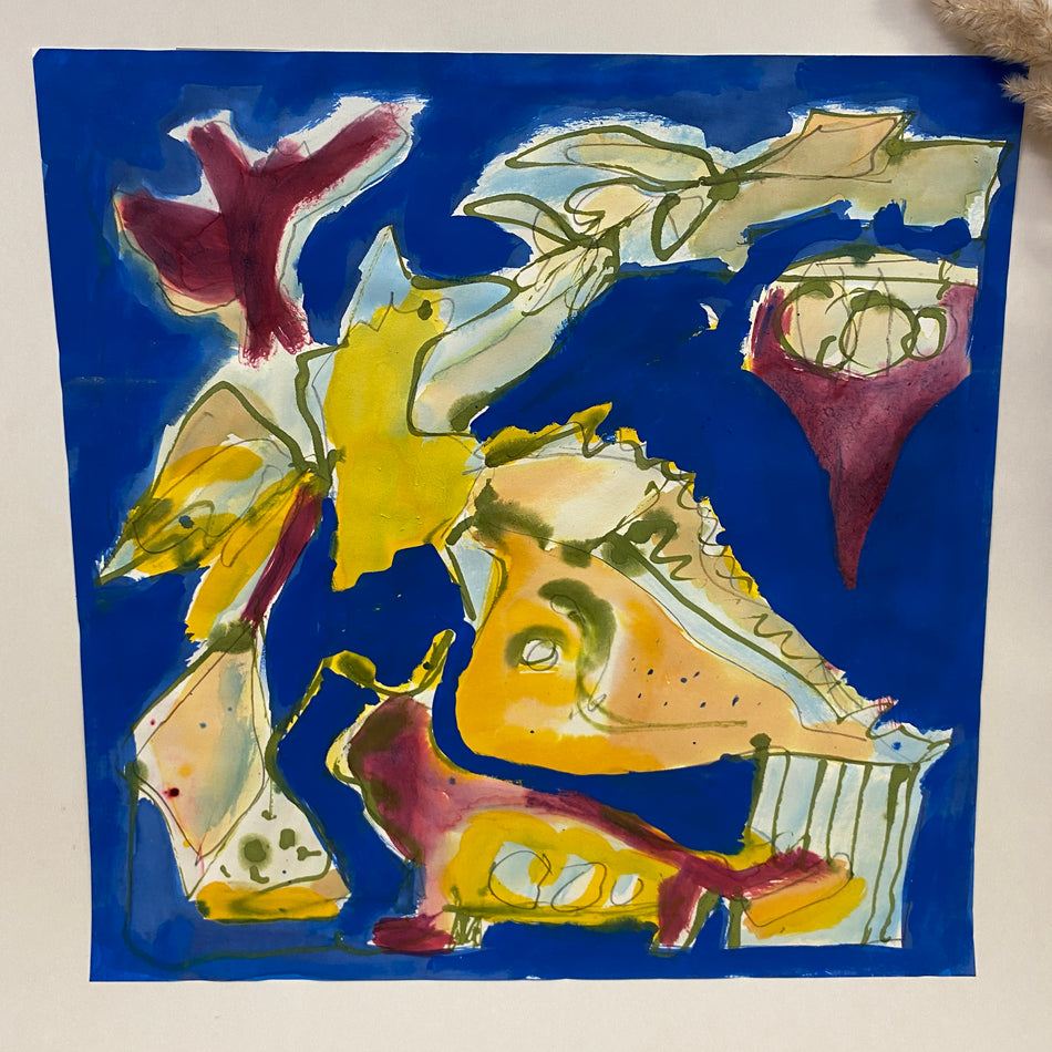 Abstrakte Kunst auf Papier Malerei 50x60 Wandbild Deko
