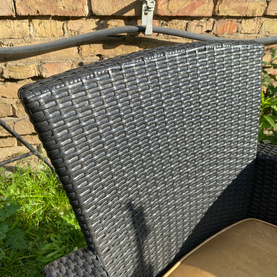 Outdoor Rattan Sessel gebraucht dunkelgrau golden Gartenmöbel