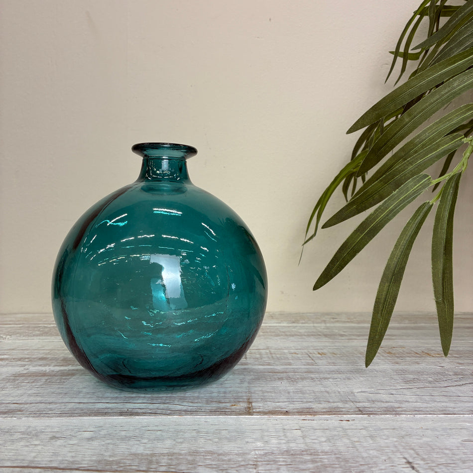 Vase Türkis Blau Rund Deko 17cm