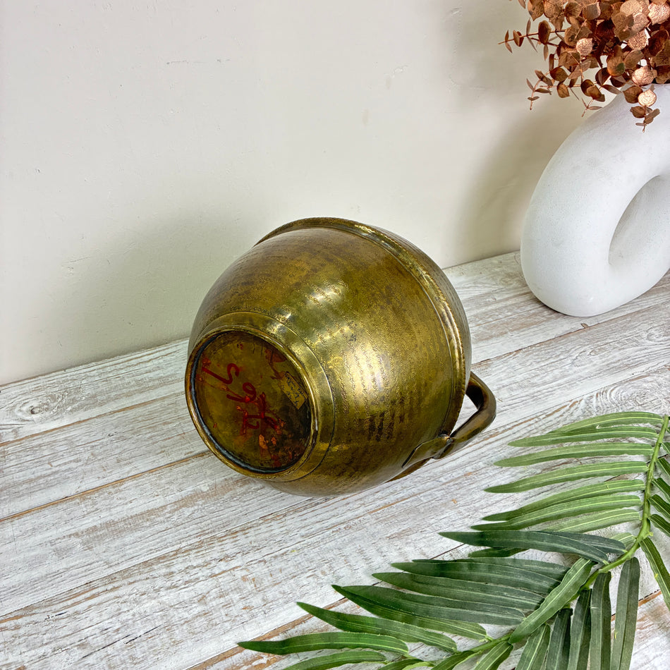 Doppelhenkelvase Messing Ziseliert Henkel Krug Vintage Antik