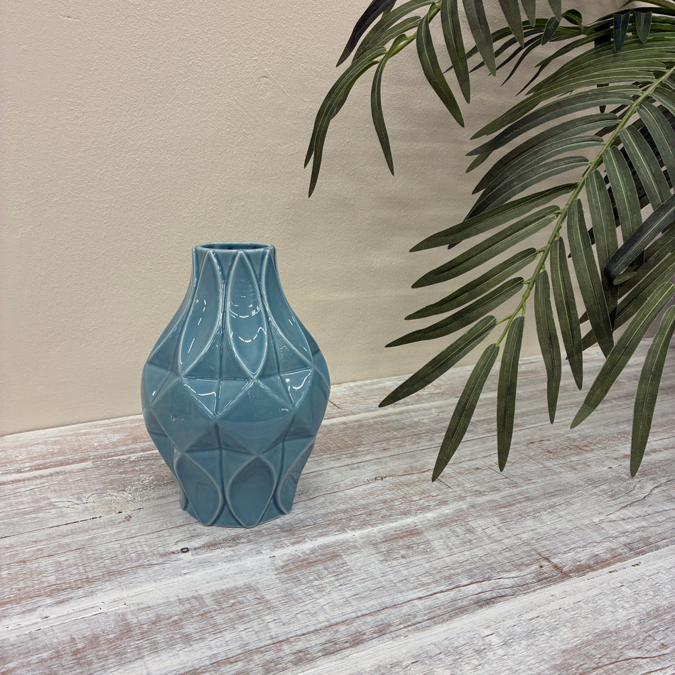 Tettau Atelier Blau uni Vase Porzellan Deko
