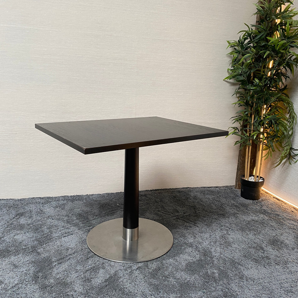 Bistrotisch gebraucht dunkelbraun Holz Metall 90x70 Tisch