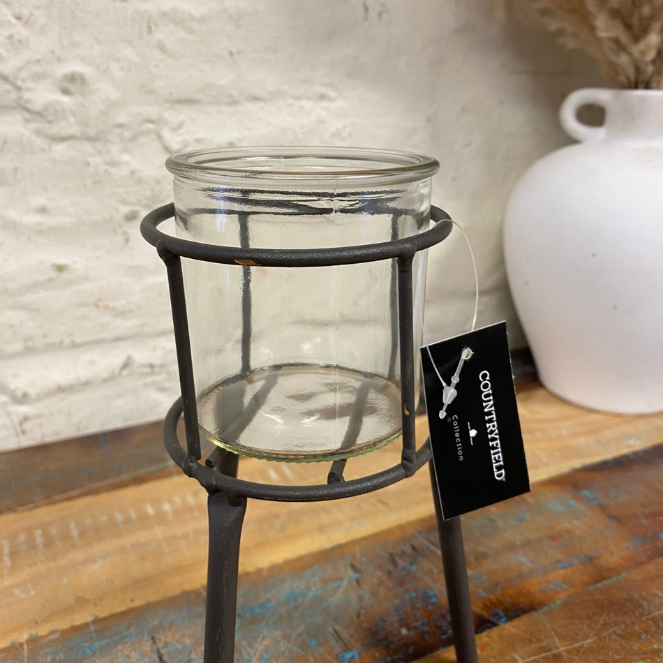 Countryfield Nies Teelichthalter grau Deko Windlicht 21cm