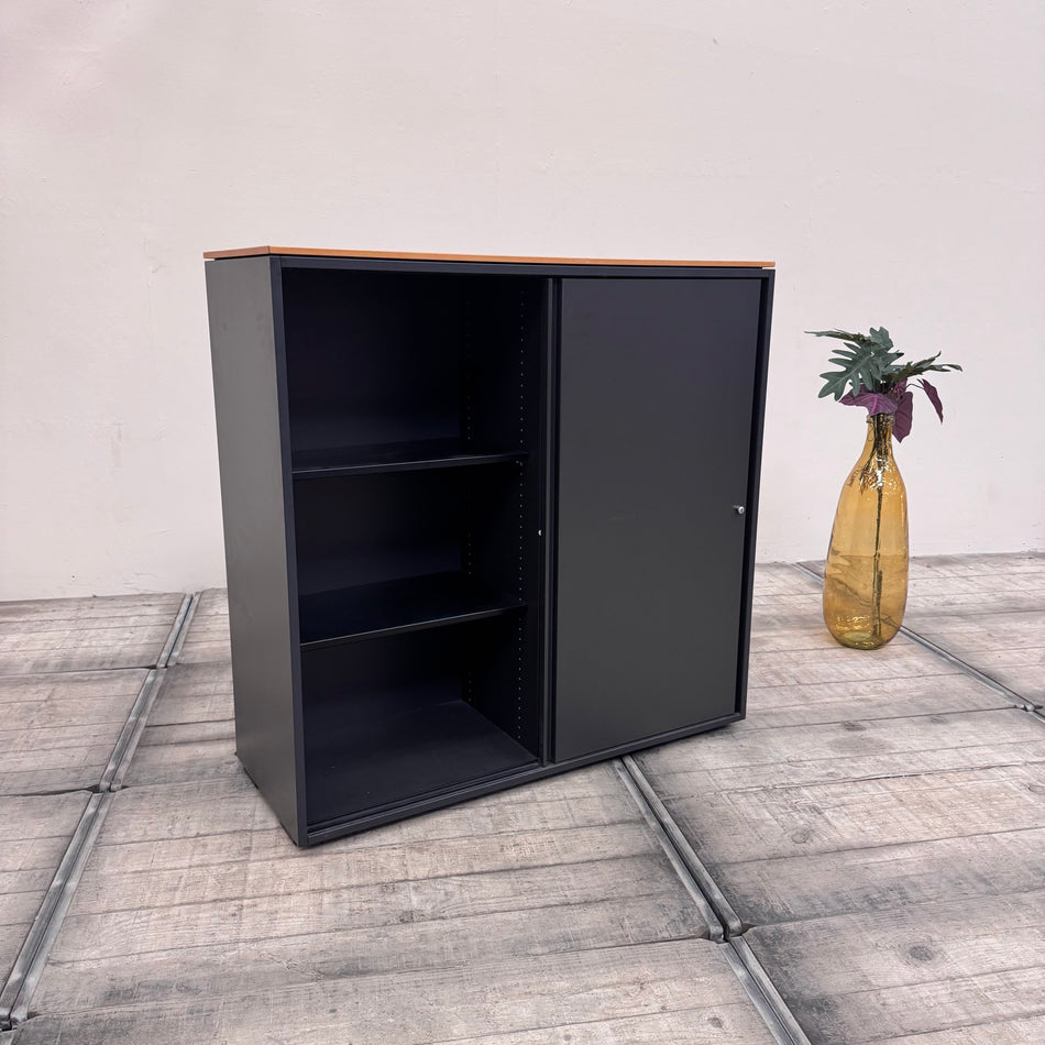 Planmöbel Highboard 120cm 3OH Anthrazit Holz Büro Schrank gebraucht