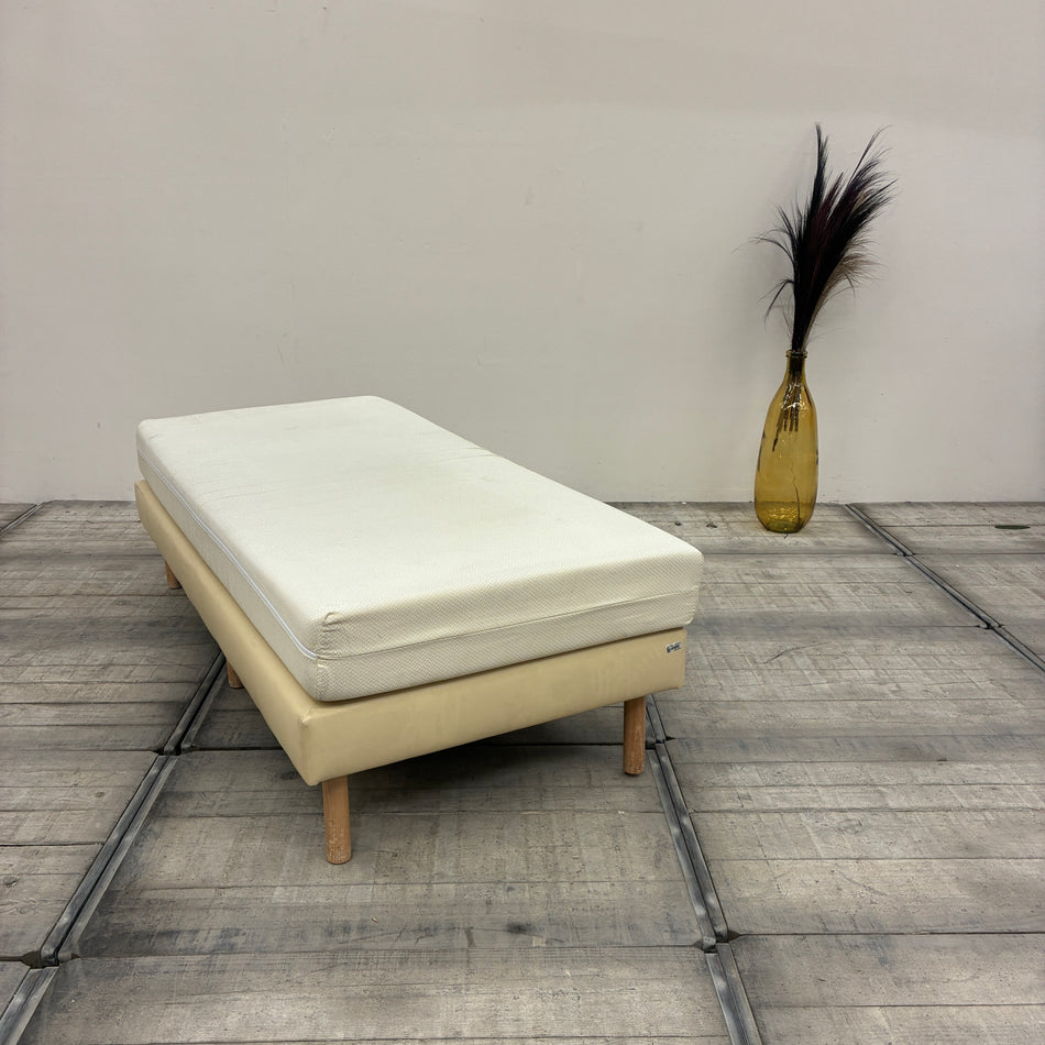 Boxspringbett creme 90x200 Kunstleder Inkl. Matratze Bett Gebraucht