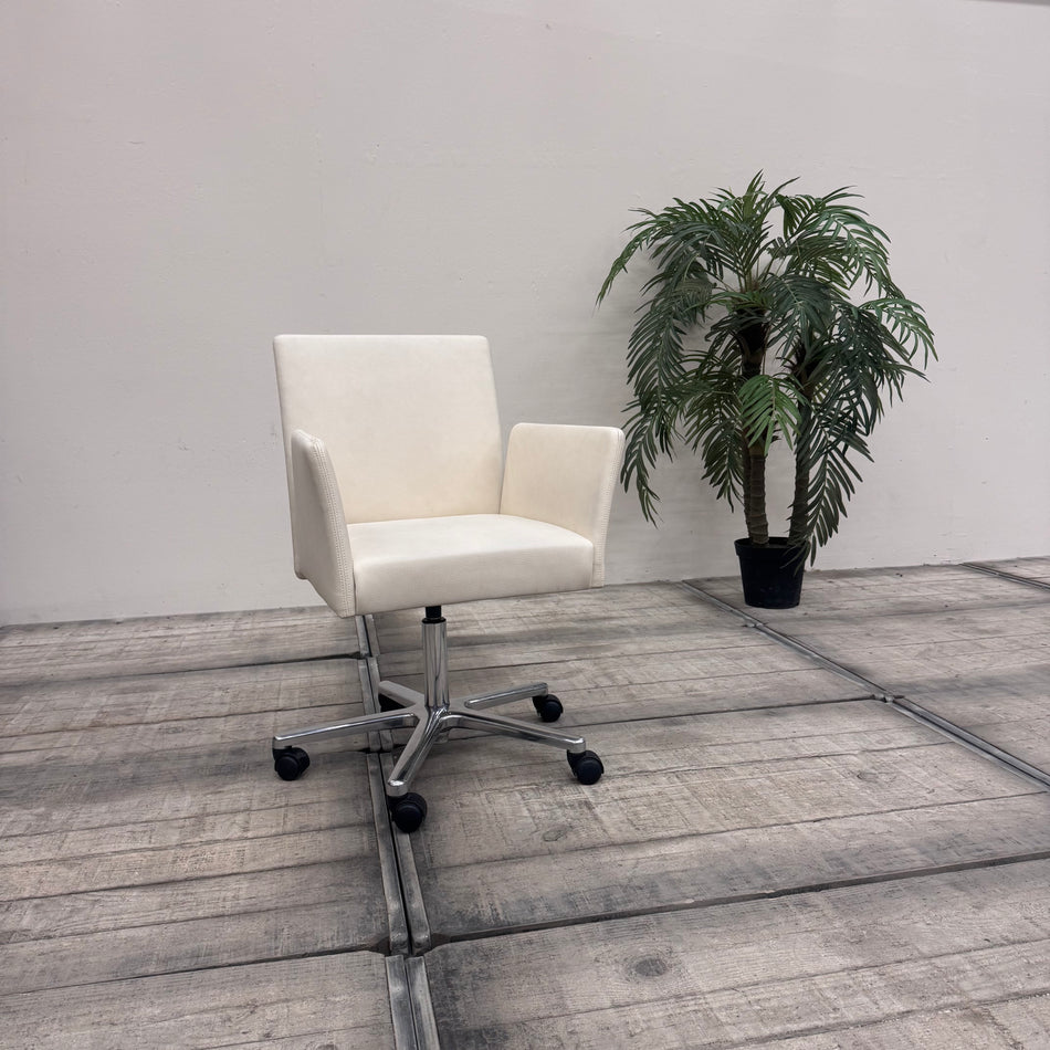 Walter Knoll Armlehnstuhl weiß Leder Bürodrehstuhl Stuhl Gebraucht
