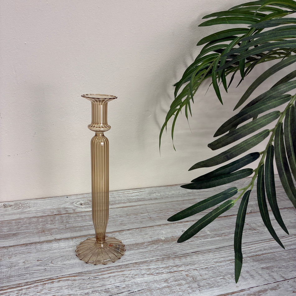 Kerzenständer beige Glas Ständer Deko Kerzenhalter 29cm