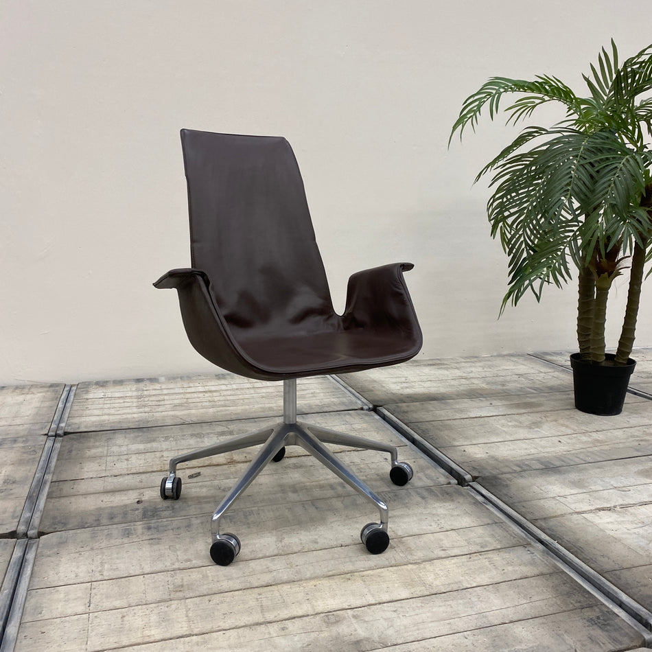 Walter Knoll FK Drehsessel Braun Leder Chrom Sessel Gebraucht