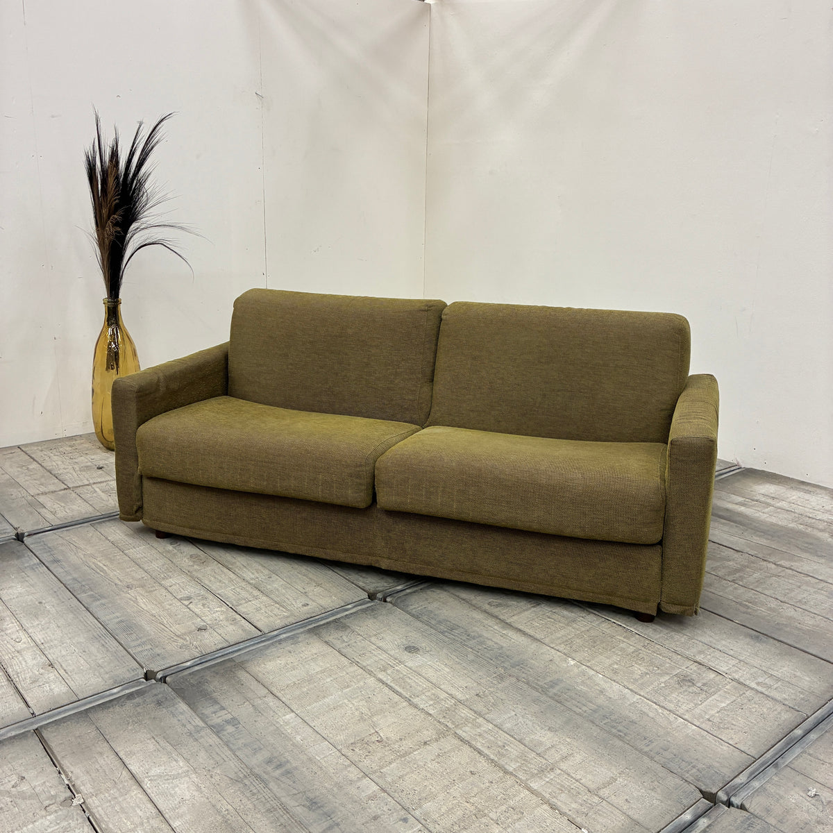Schlafsofa 3-Sitzer Ausziehsofa Stoff 210cm Olivgrün Sofa Couch Gebrau
