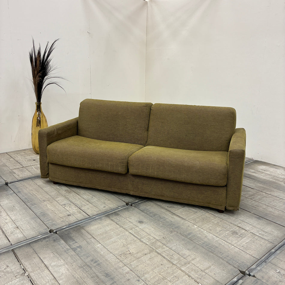 Schlafsofa 3-Sitzer Ausziehsofa Stoff 210cm Olivgrün Sofa Couch Gebraucht