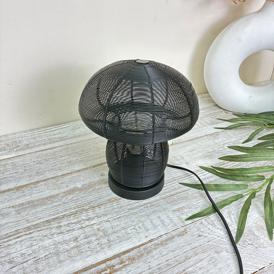 Light & Living Tischleuchte Tischlampe Pilz-Design Schwarz Metall Draht