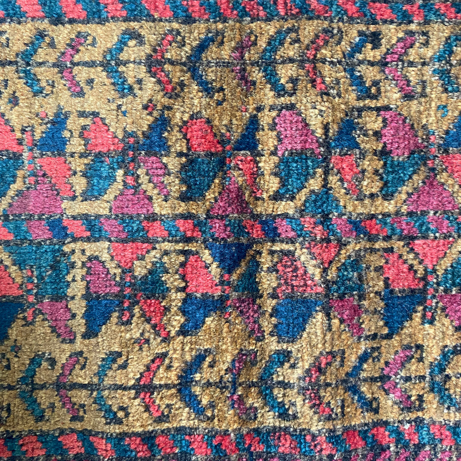 Vintage Teppich 35x85 Gebetsteppich rot gemustert