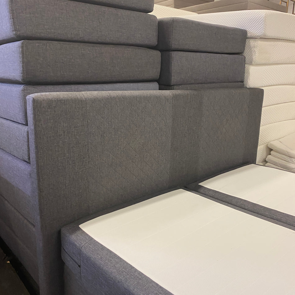 Boxspringbett gebraucht grau 180x200 inkl Matratze Kopfteil