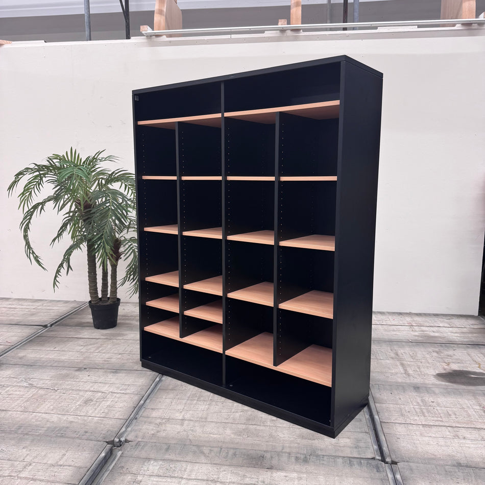 Großes Büroregal Fächerregal Aktenschrank Schwarz Braun Holz Regal Gebraucht