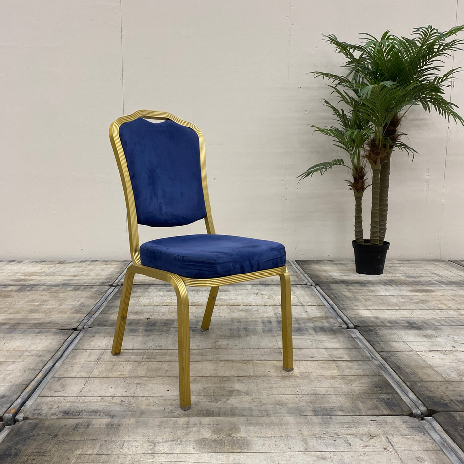 Burgess Bankettstuhl Blau Gold Stapelstuhl Stuhl gebraucht