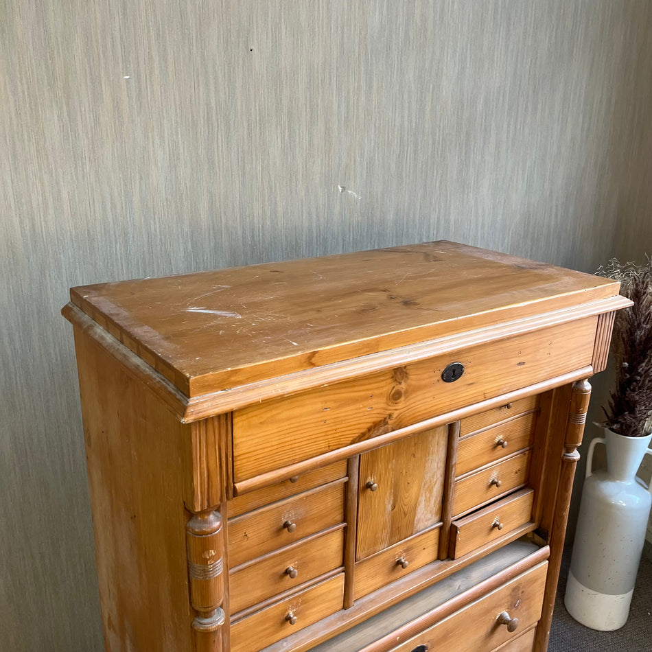 Vintage Sekretär antik braun Massivholz Schublade Schrank