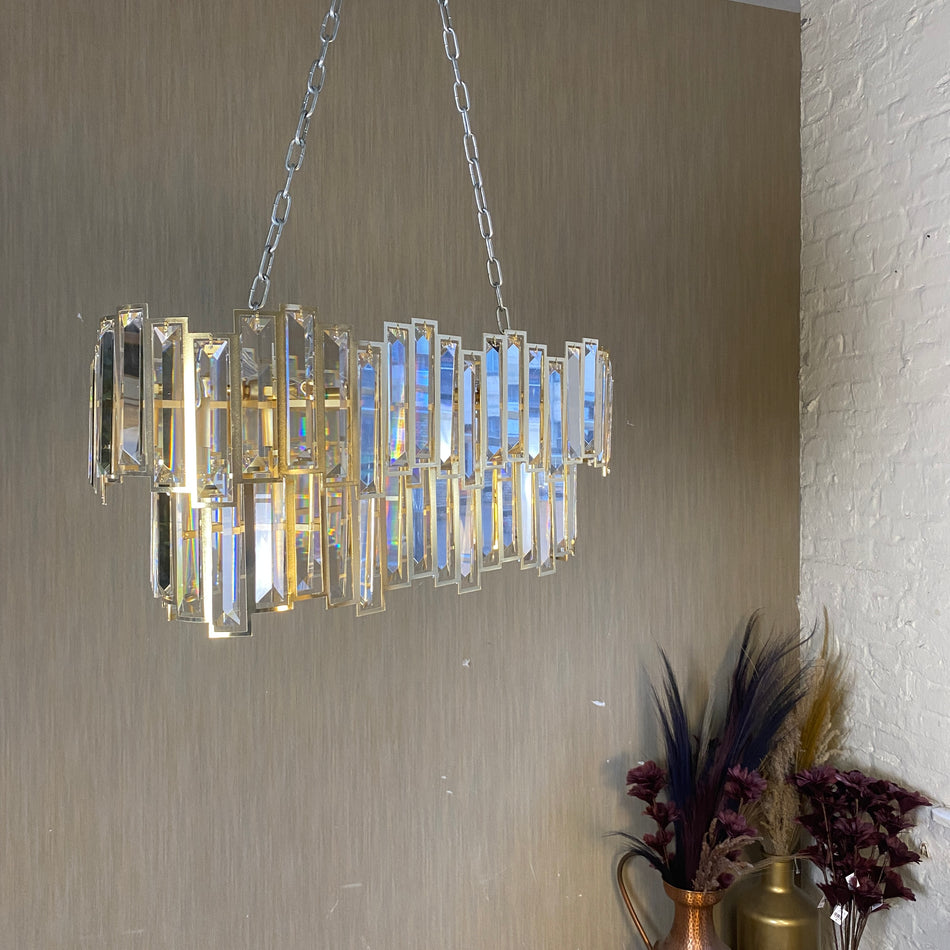 Moderner Kronleuchter golden Glas – Design Luxor oval Lampe