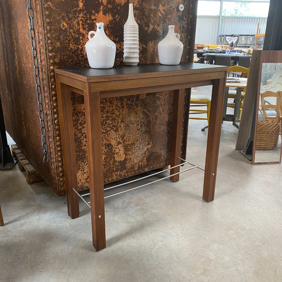 Stehtisch gebraucht Nussbaum Holz mit Fußstütze 110cm Tisch