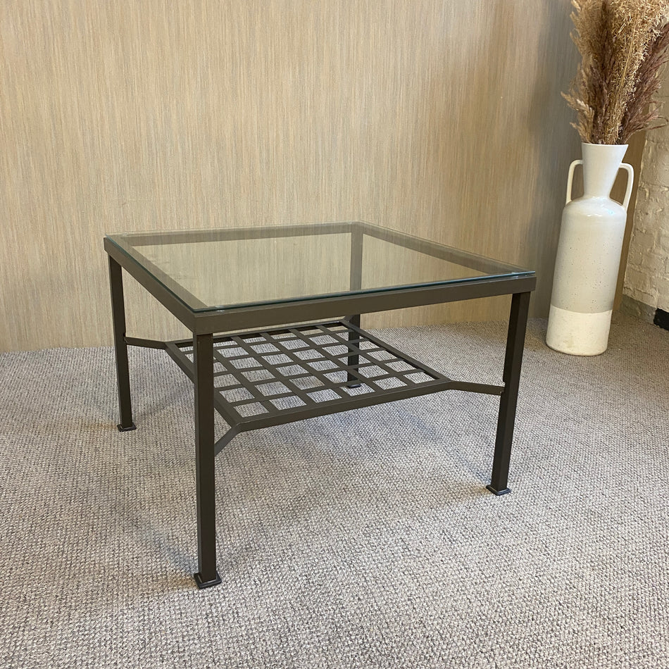 Glastisch gebraucht anthrazit Metall Outdoor Tisch 70x70
