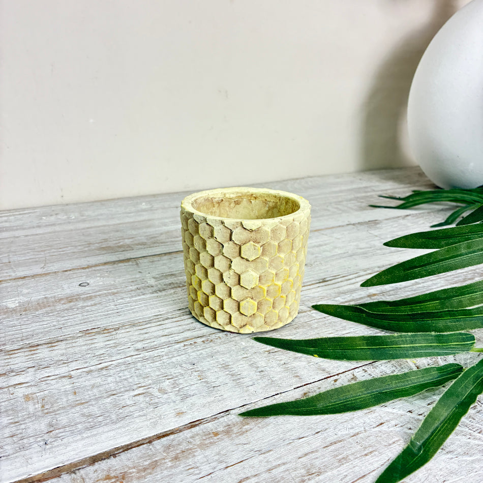 PTMD Siedler Blumentopf Übertopf Pflanztopf Keramik Wabenmuster Beige Deko