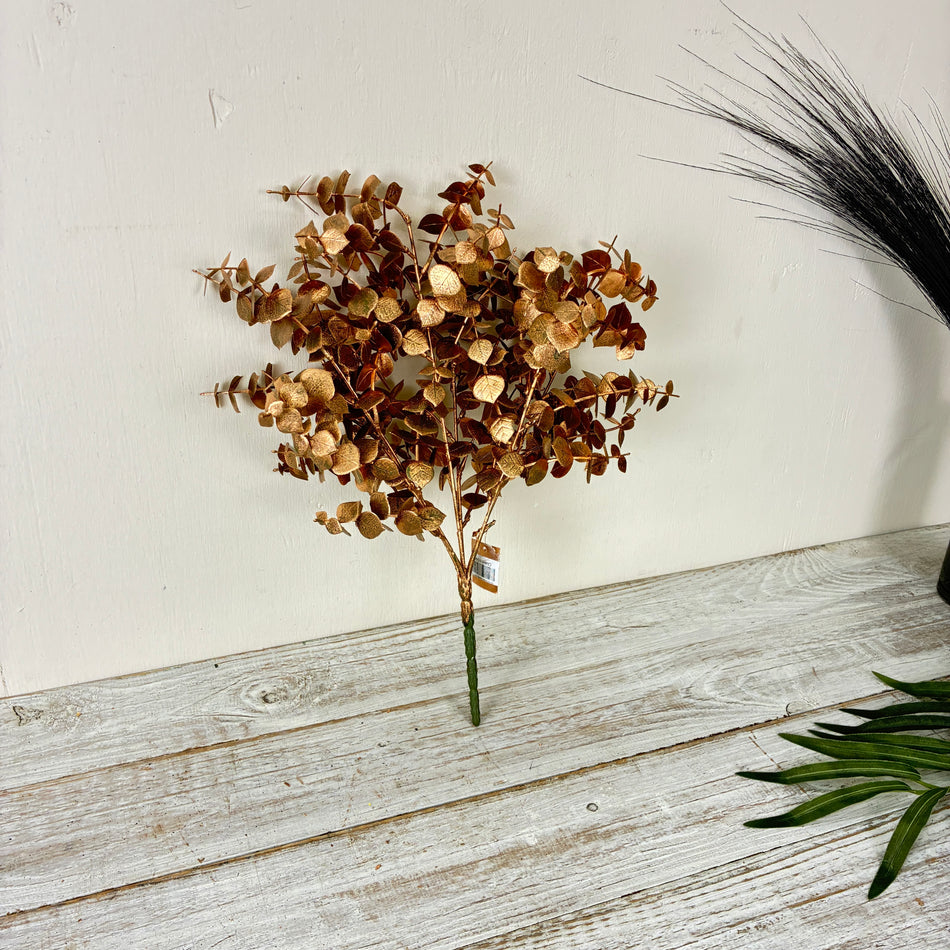 Künstlicher Zweig Silk Dry Eukalyptus kupferfarben Kunstpflanze 50cm Deko