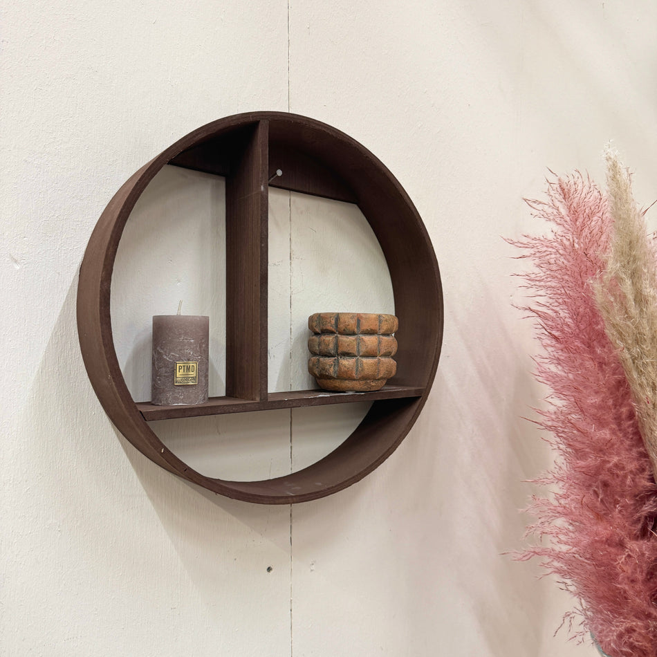 Home Accents Wandregal 37cm Braun Holz Rund Fächer Regal
