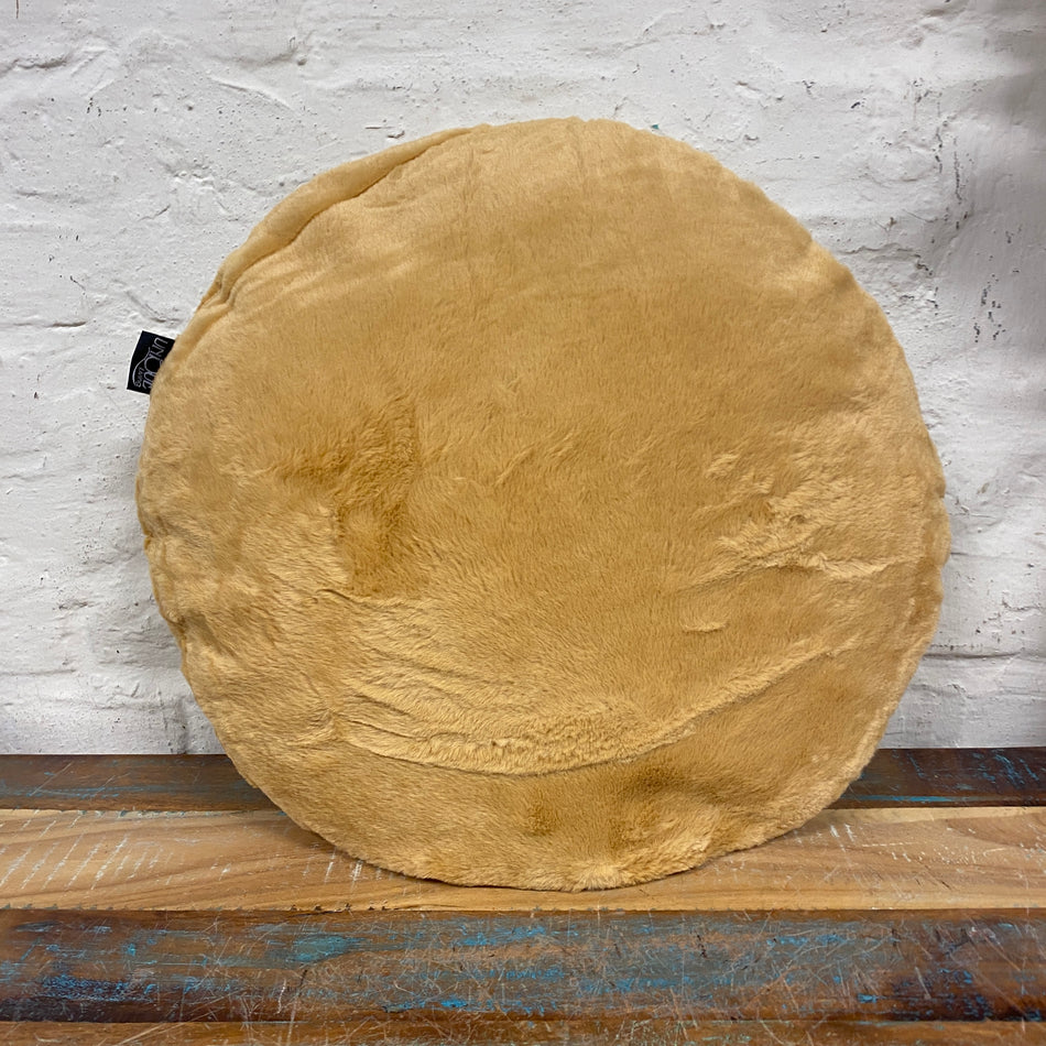 Unique Living Lonne Taffy Kissen gelb flauschig Zierkissen rund