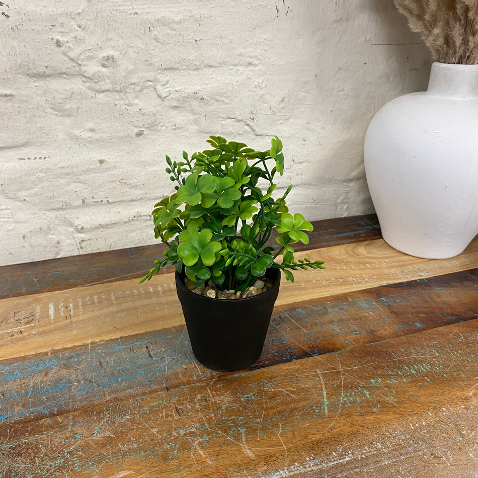 Kunstpflanze Klee im Topf grün schwarz 18 cm Deko