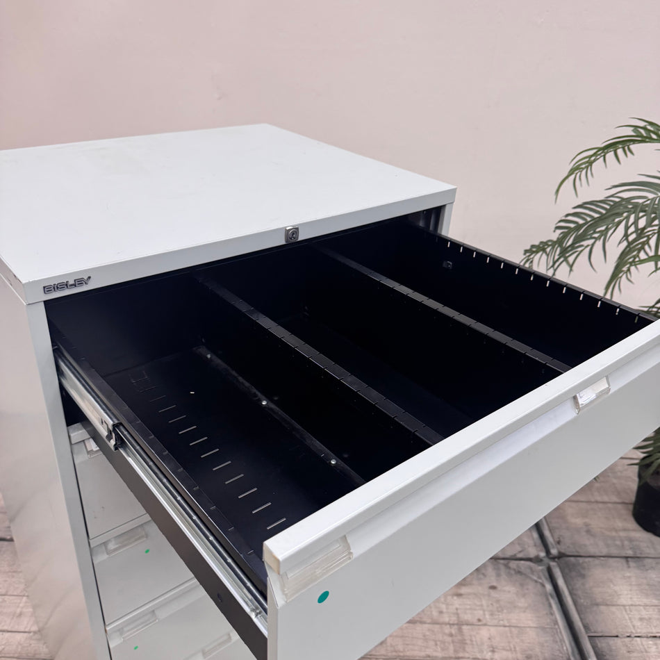 Bisley Karteischrank Silbern Metallschrank Büro Schrank 6 Schubladen Gebraucht