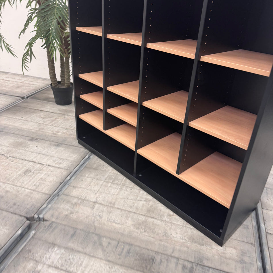 Großes Büroregal Fächerregal Aktenschrank Schwarz Braun Holz Regal Gebraucht