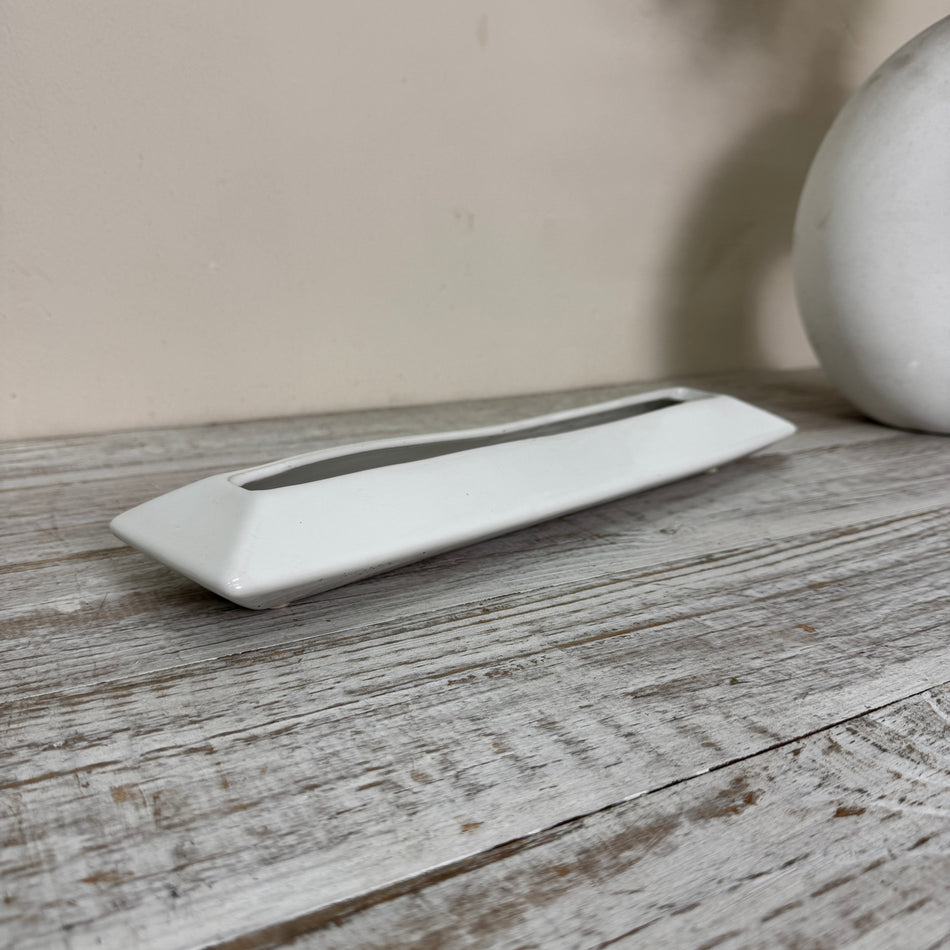 Design-Schiffchen-Vase Tischschale Keramik Weiß Minimalistisch Vase Gebraucht