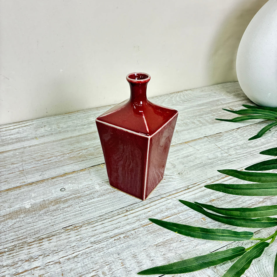 Ami Design Vase Rot Keramik Flaschenform Bordeaux Glänzend Gebraucht