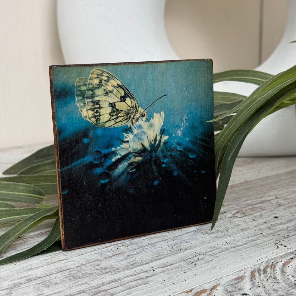 Untersetzer Schmetterling Waldbrettspiel Holz Quadratisch 10x10 Deko Küchenbedarf