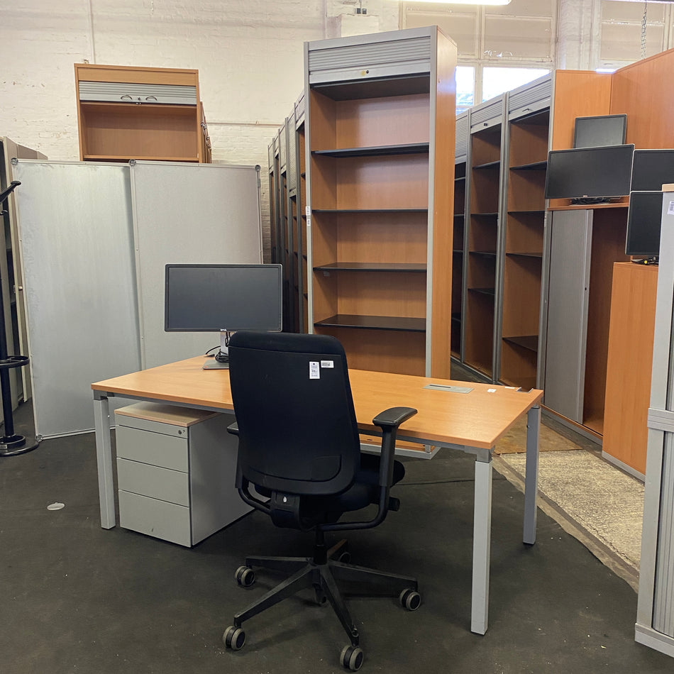 Arbeitsplatz Büromöbel Set B - Schreibtisch Drehstuhl Aktenschrank Rollcontainer