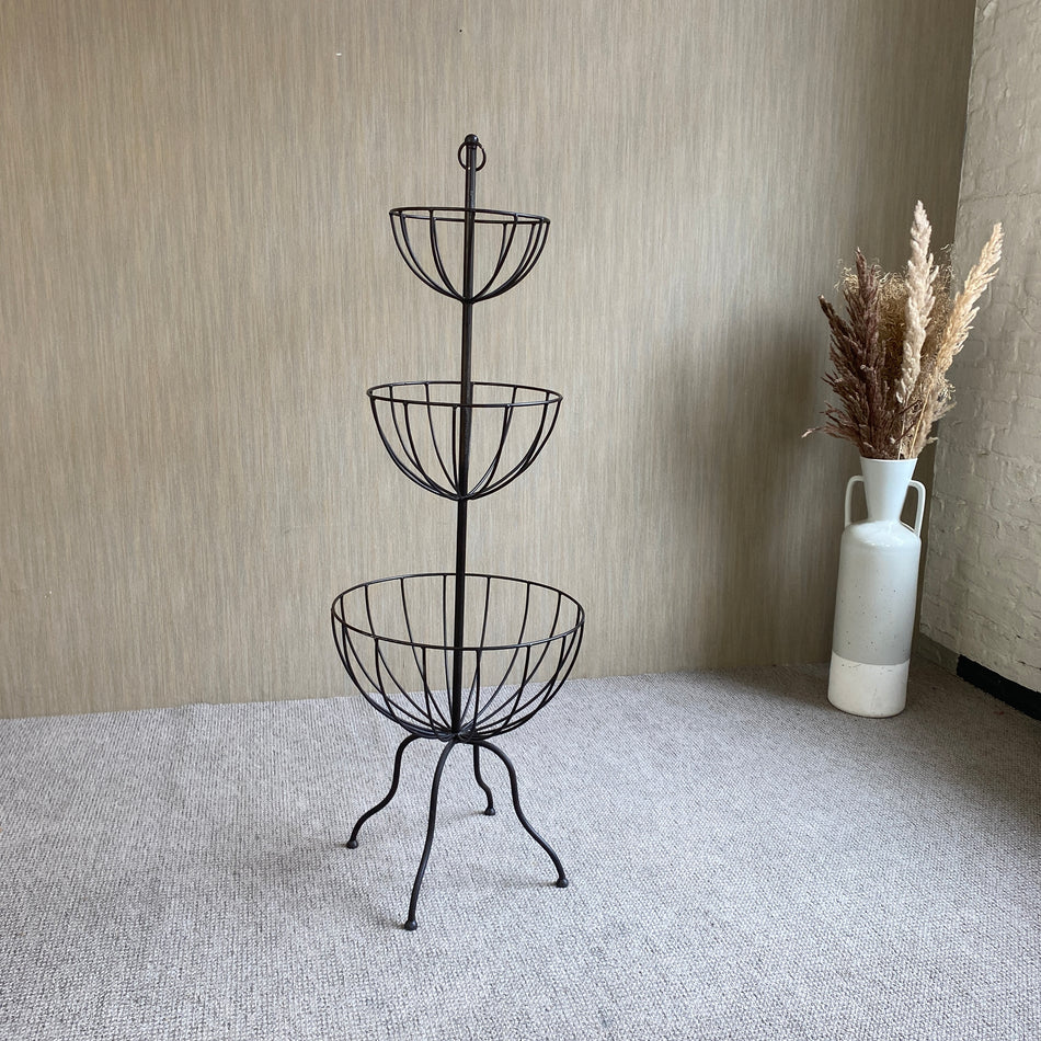 Etagere gebraucht schwarz Eisen Metall 3 Ebenen rund vintage