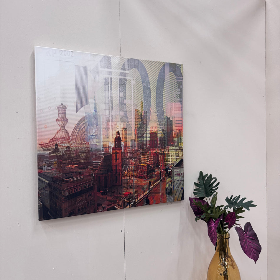 Wandbild 90x90 - Frankfurt Mix Architektur - Fotodruck auf Leinwand Gebraucht