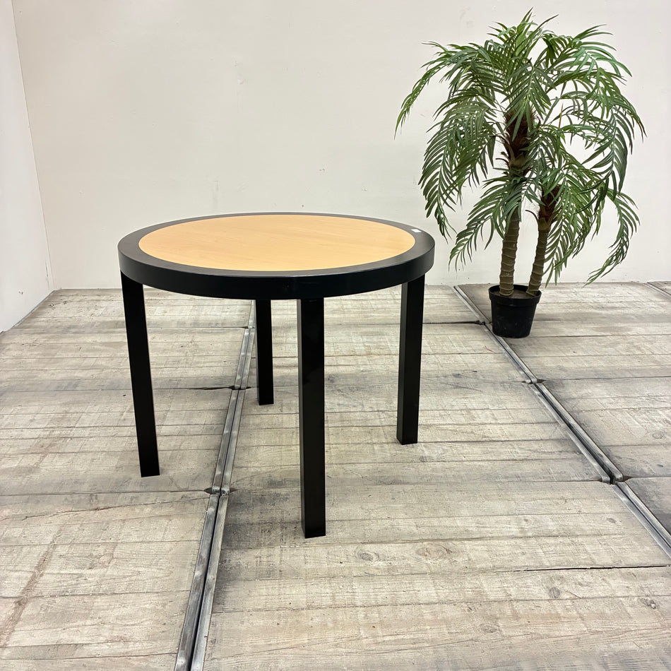 Schlosser Produkte Runder Bistrotisch Beistelltisch Schwarz Braun Holz Tisch Gebraucht