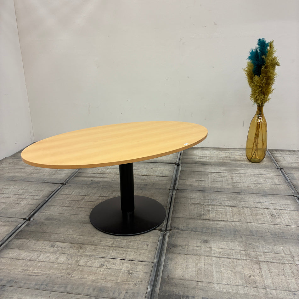 Besprechungstisch Beistelltisch Buche Hell Holz Metall Oval Gebraucht