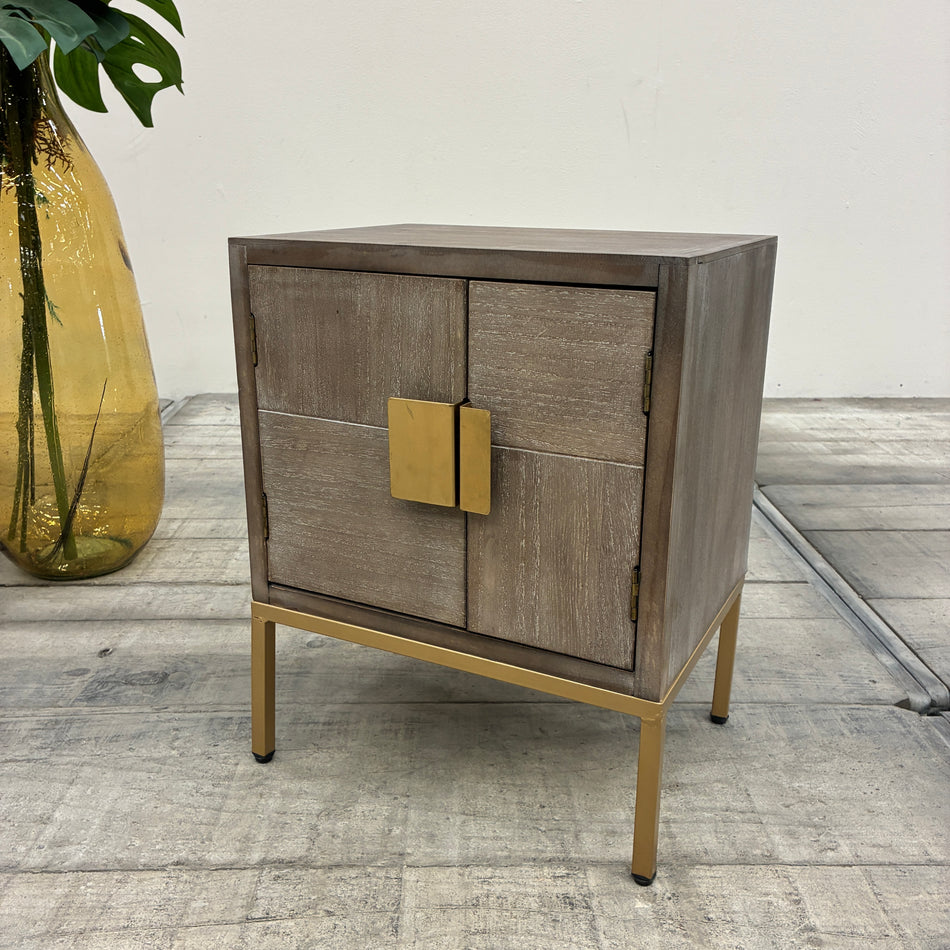 Dijk Natural Collections Beistelltisch Nachttisch 40x50cm Tannenholz Messing