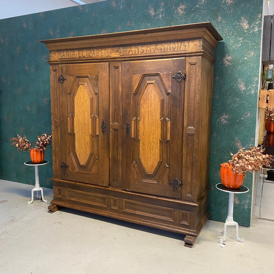 Barock Schrank antik Eiche Antiquität deutsch 1741
