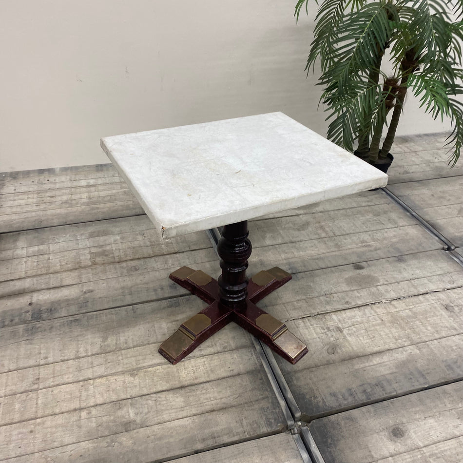 Bistrotisch mit Textilbezug quadratisch Holz dunkel Tisch Shabby Chic / Vintage